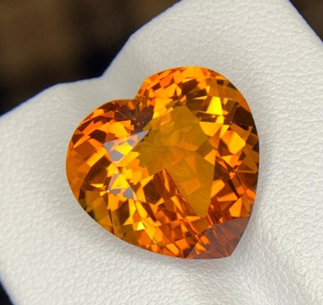 Beautiful Natural Heart Shape Mandarin Citrine Gemstone, 10.60 Cts, Citrine Ring