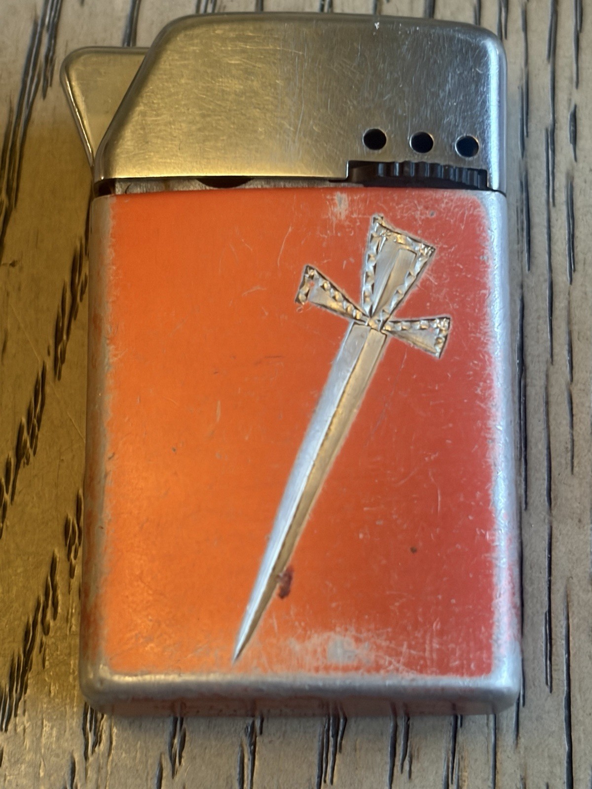 Vintage Bentley Butane Cigarette Lighter Made in Austria Orange Sword Design