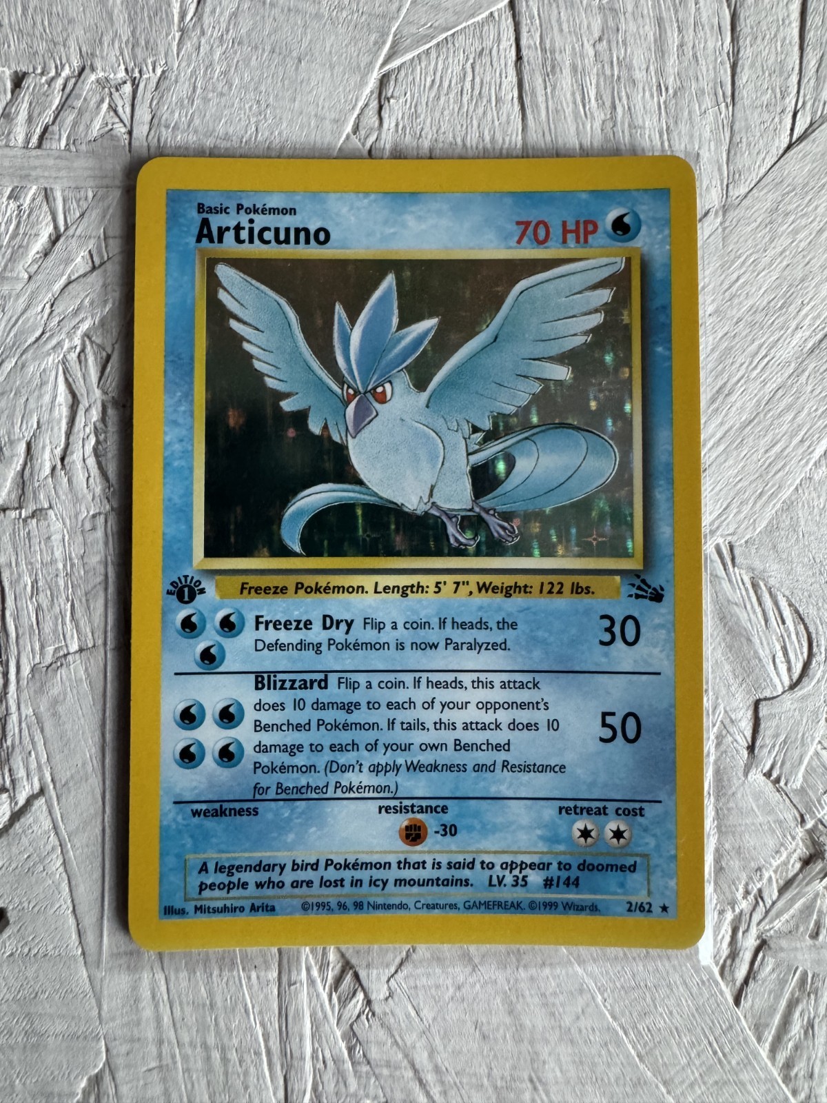 1999 Pokemon Fossil 1st Edition Articuno Holo 2/62 Rare Vintage WOTC