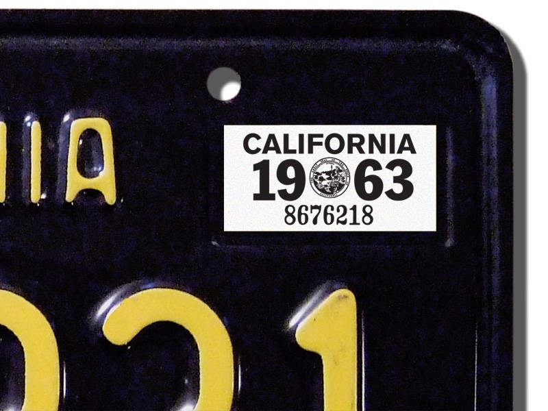 1963 California License Plate Registration Sticker, YOM, CA DMV 1963 California License Plate Registration Sticker, YOM, CA DMV