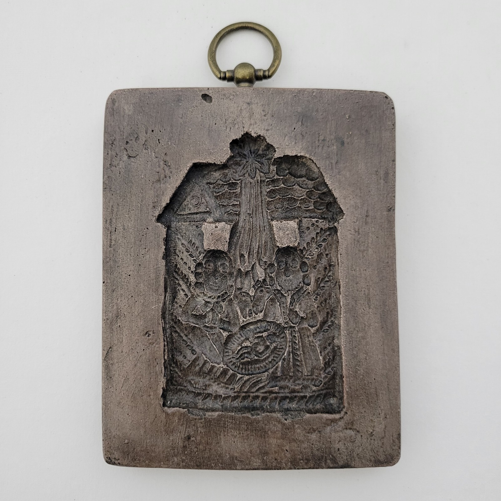 Vintage Laxa Family Wall Hanging Butter Cookie Mold Nativity 6.5\