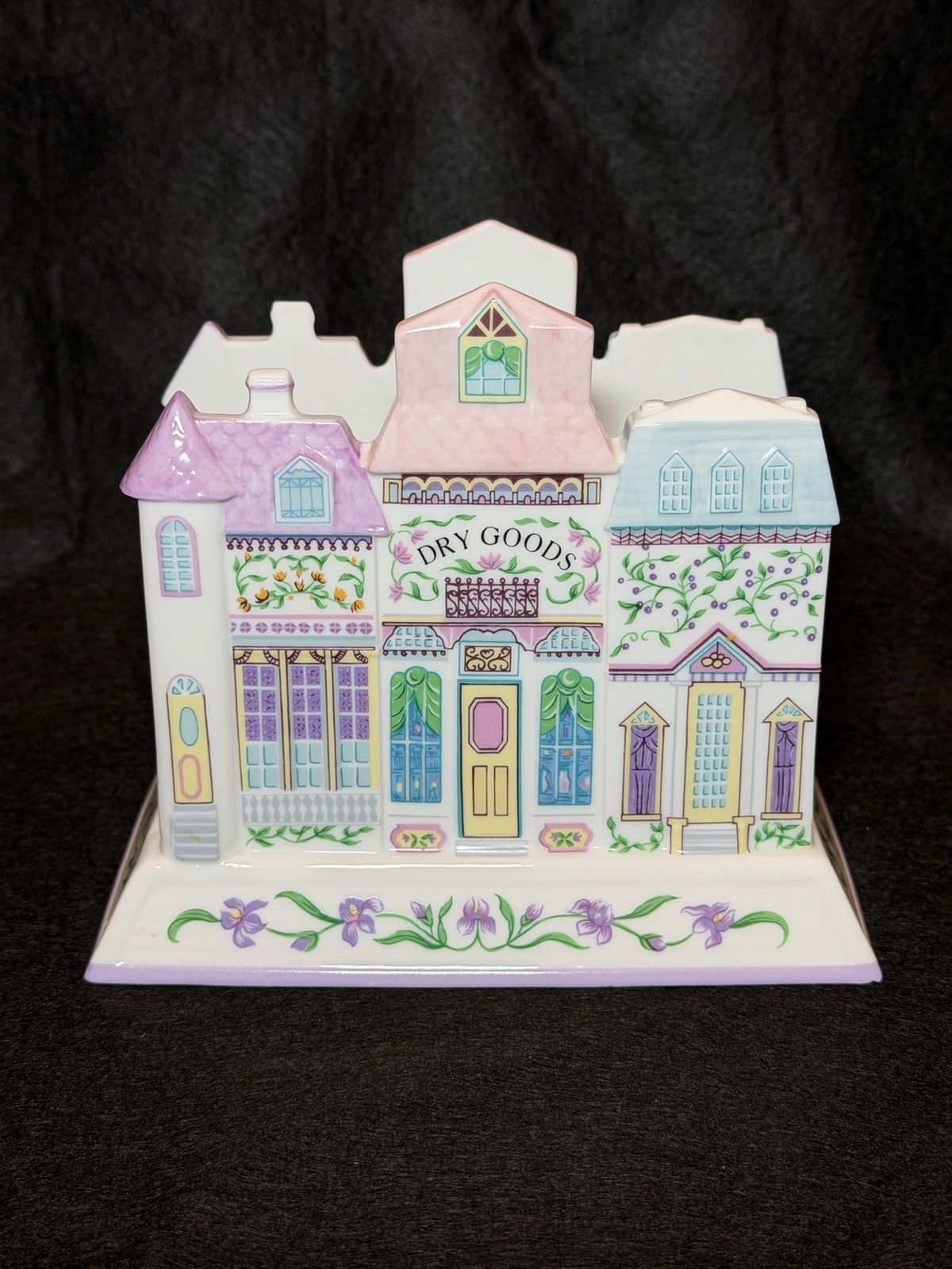Vintage 1994 Lenox Village Dry Goods Napkin Holder Fine Porcelain Spice Village