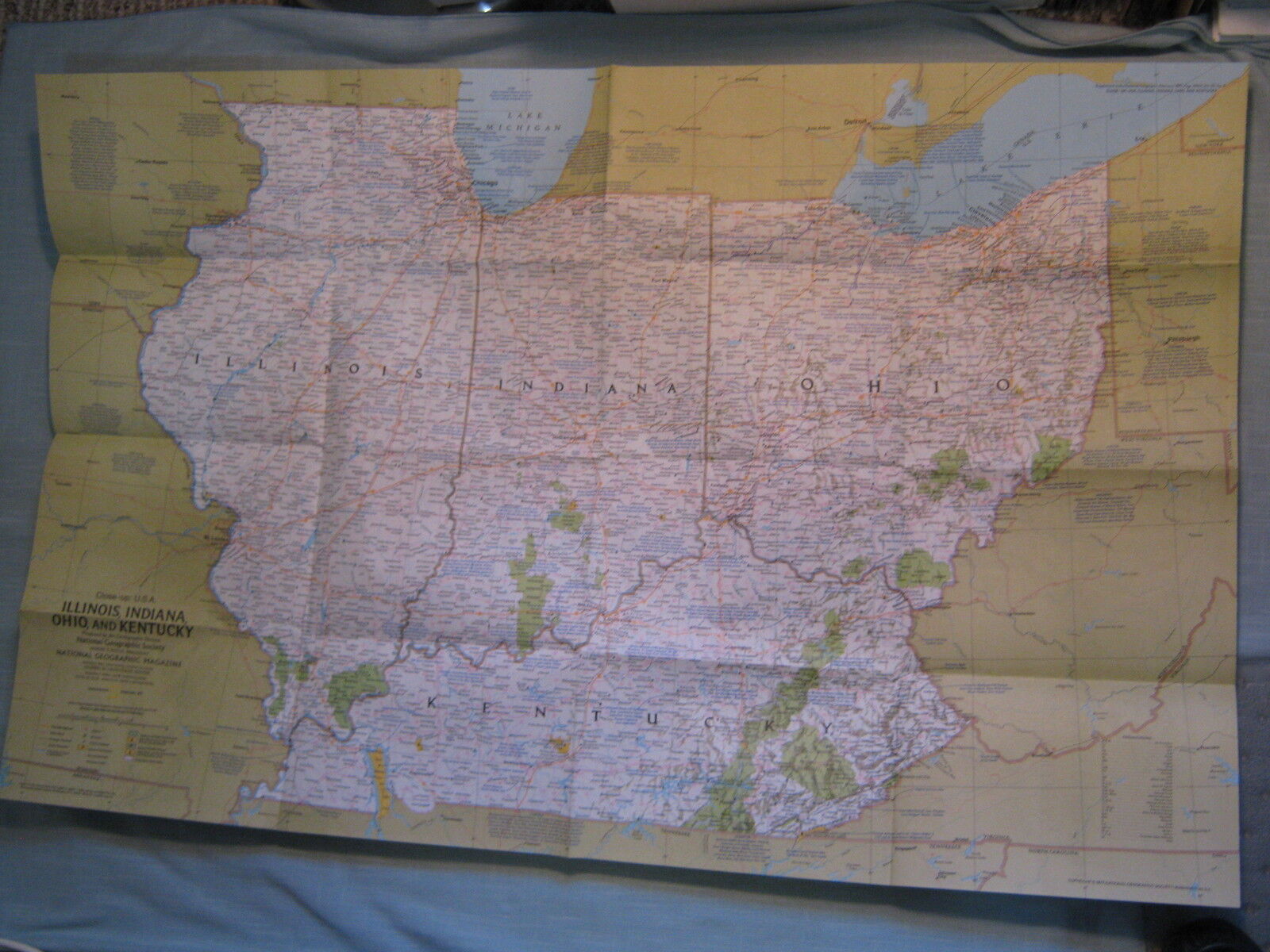 ILLINOIS INDIANA OHIO KENTUCKY MAP HEARTLAND USA National Geographic Feb. 1977