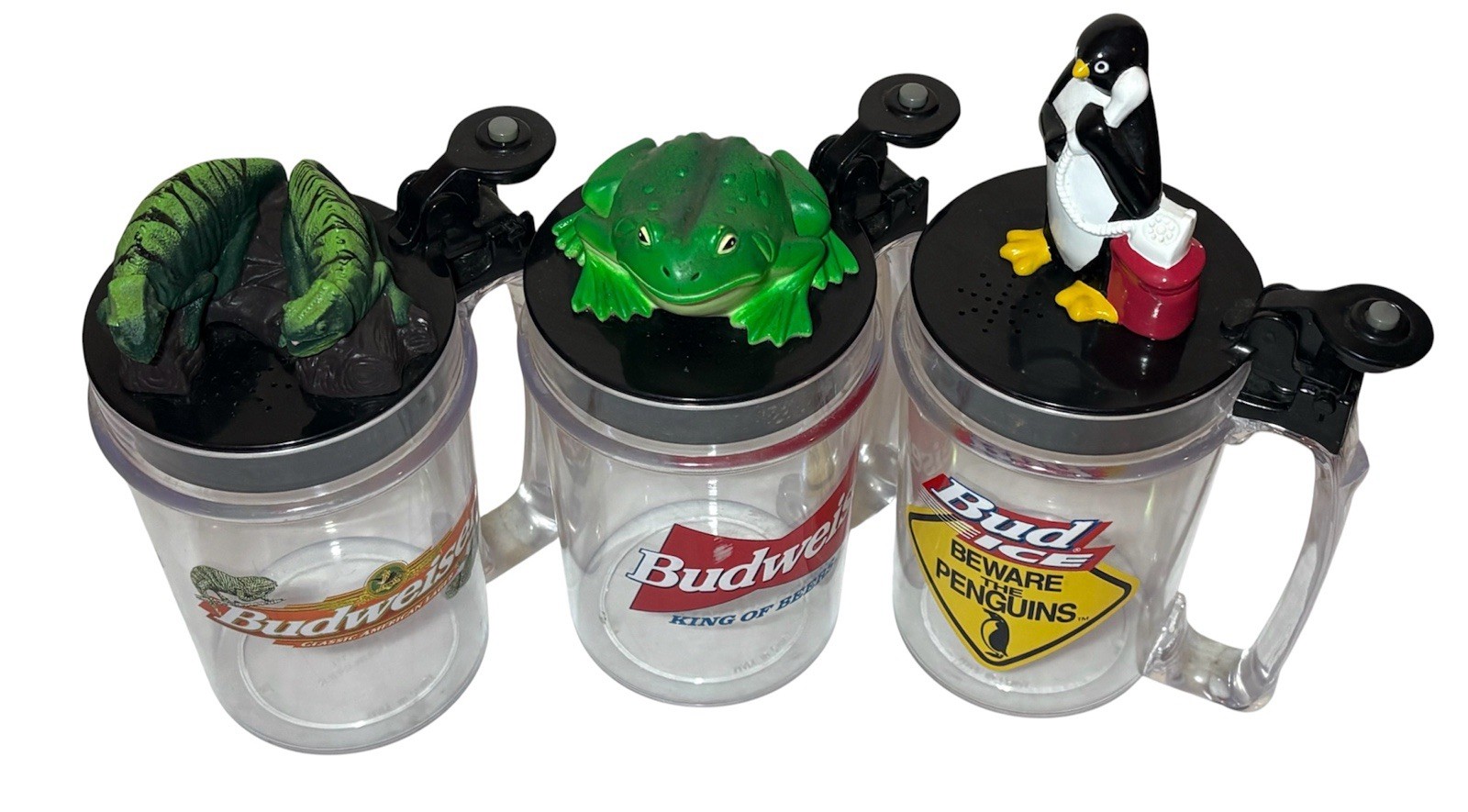 Vtg 1990s Beer Mug Talking Budwiser & Bud Ice Mugs ALL WORK