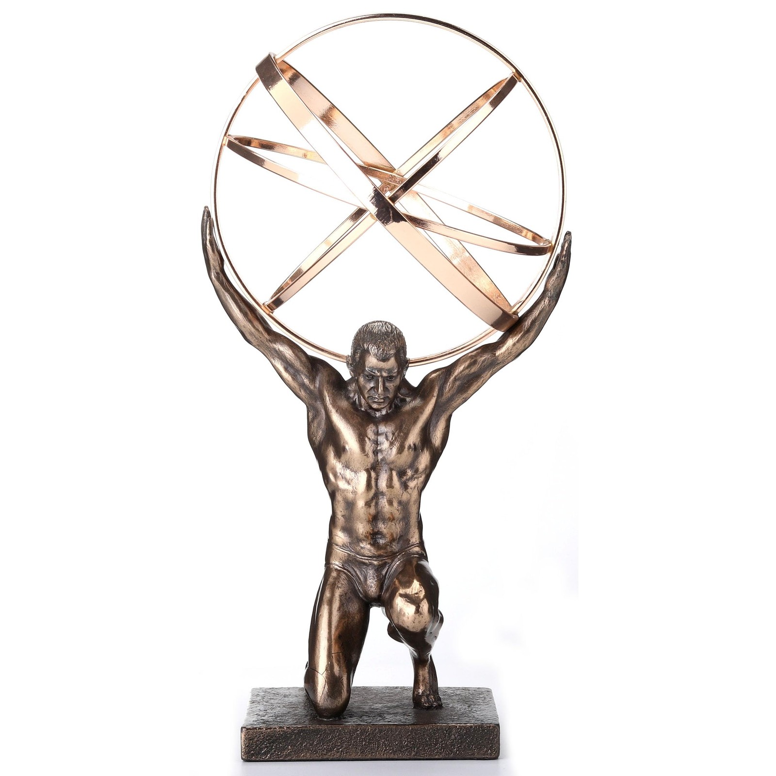 Veronese Design Bronze Gold Finsh Atlas Carrying Celestial Sphere Statue, 8.11\