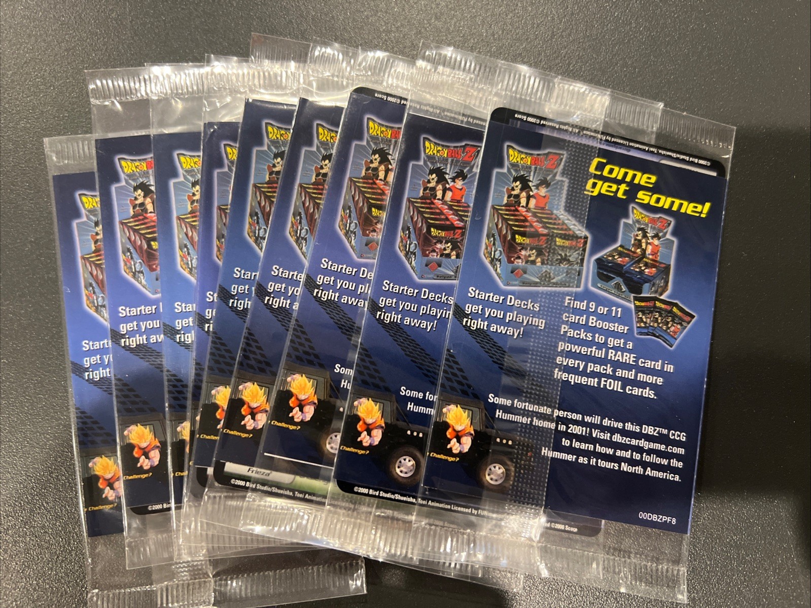 Lot (10) 2001 Dragon Ball Z 1 card & Character Bio Per Sealed Pack  Saiyan Saga
