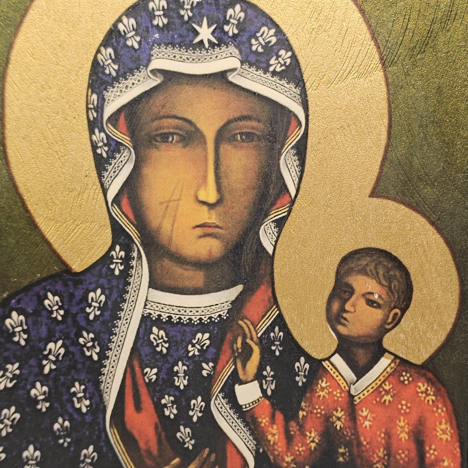 Vintage Polish Icon Black Madonna Our Lady Of Czestochowa Plaque
