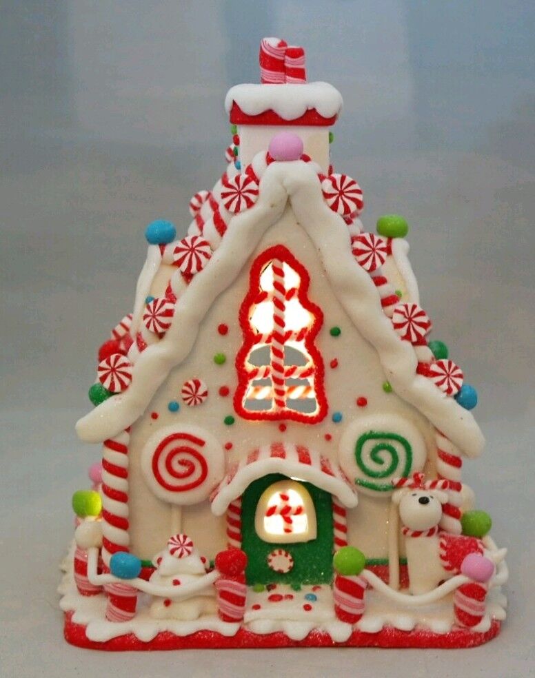 Gingerbread House White Christmas LED Light Up Candy Clay-dough 8.5