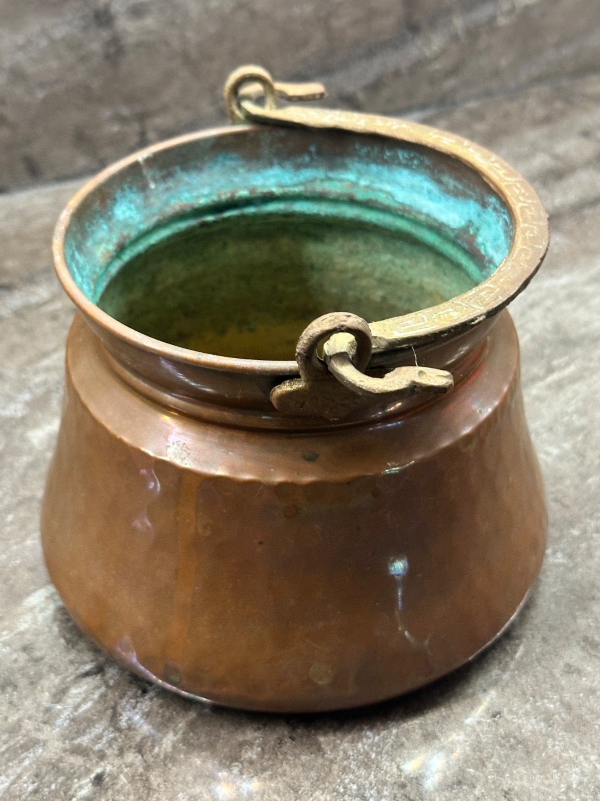 VTG Houston INTERNATIONAL TRADING SOLID COPPER Brass Handle POT MADE TURKEY 4.5