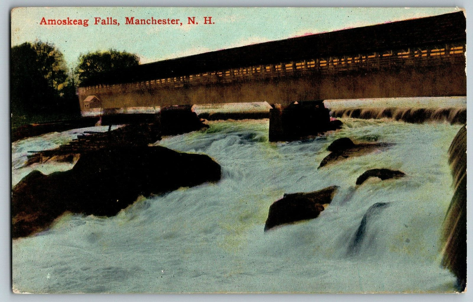 Manchester, New Hampshire - Amoskeag Falls - Vintage Postcard - Unposted