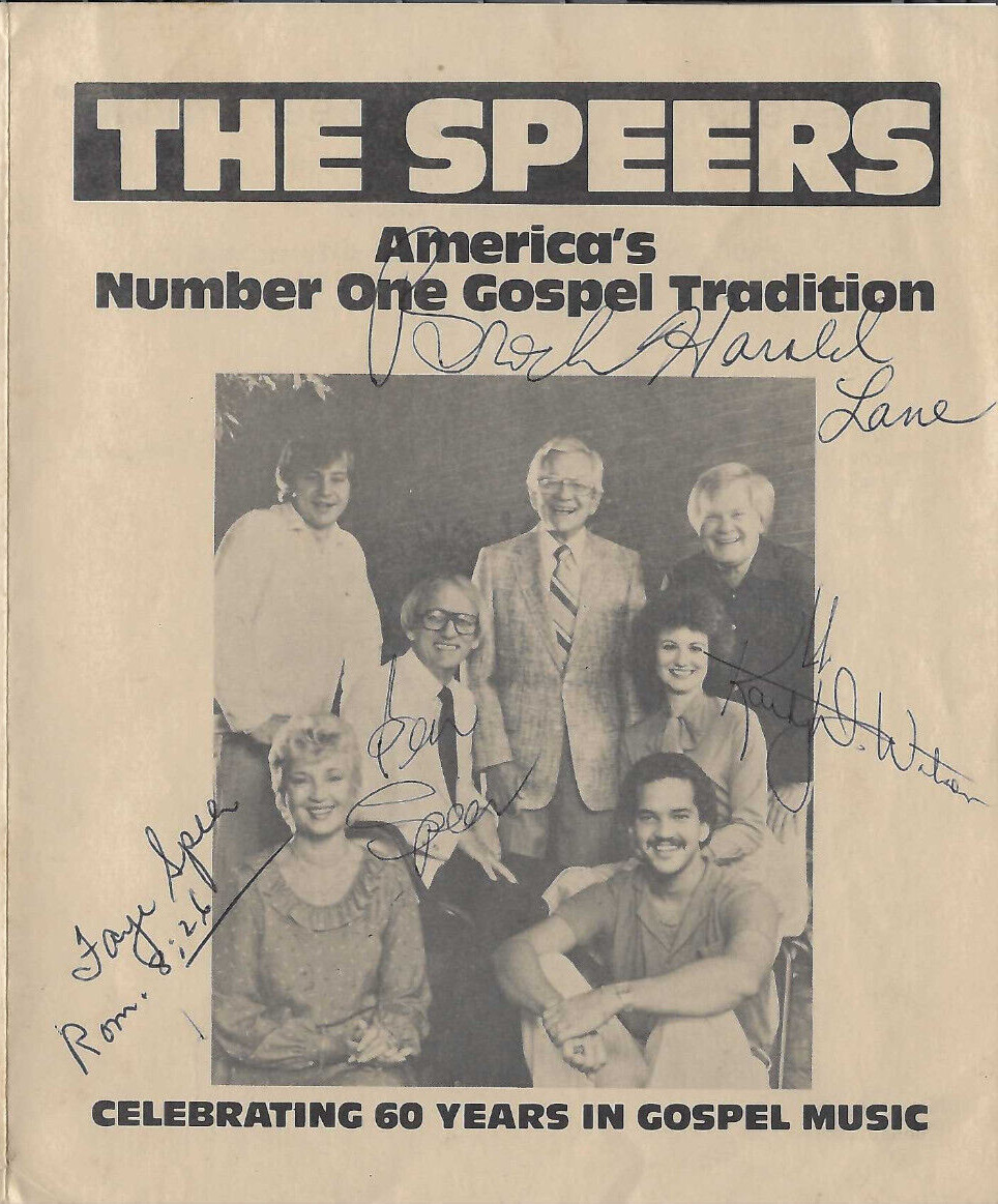 VINTAGE 1983 \'THE SPEERS\' SIGNED PROGRAM AMERICA\'S NUMBER ONE GOSPEL TRADITION