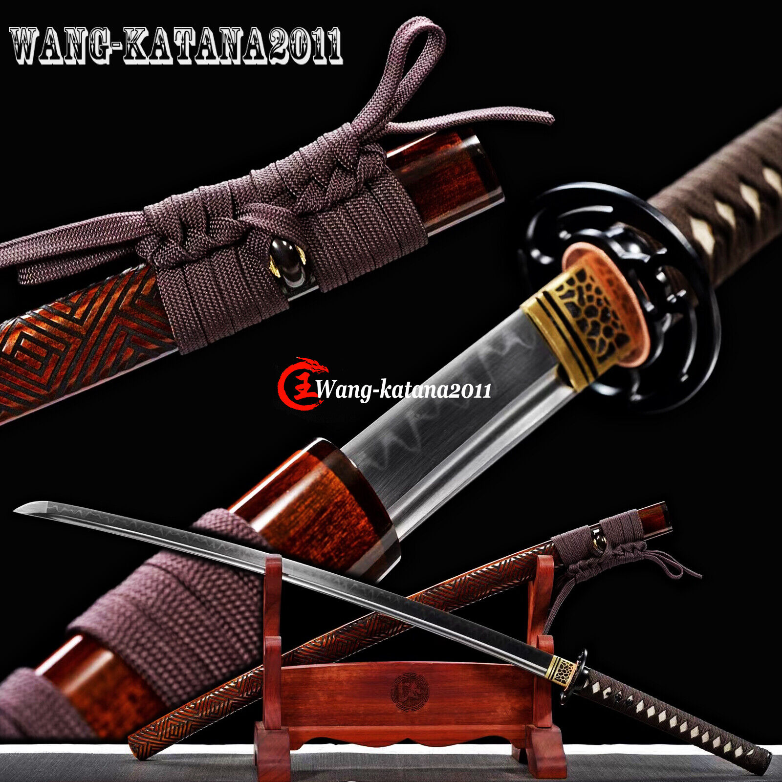 Functional Katana Clay Tempered T10Steel Sharp Japanese Samurai Sword Real Hamon