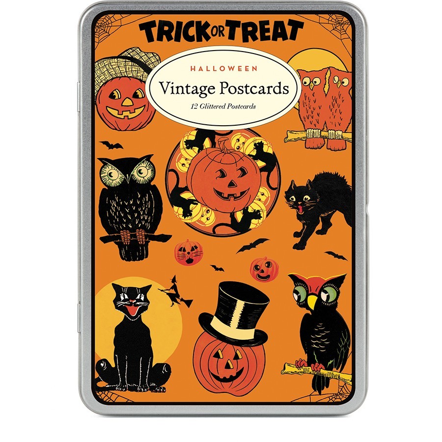 Cavallini & Co. Halloween Vintage Style Glitter Greetings Postcard Set, Assorted