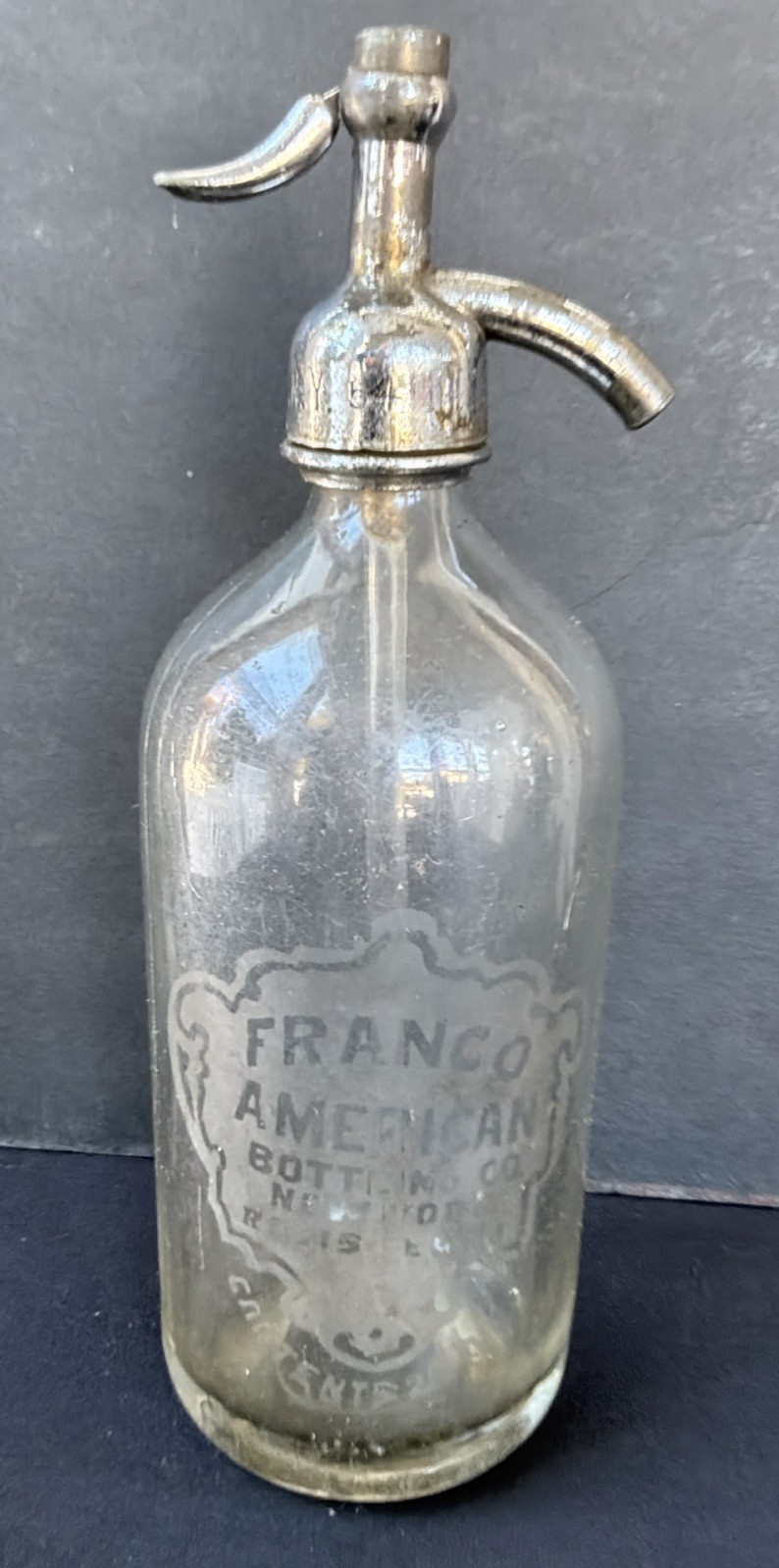 Vintage Franco American Bottling Co. New York N.Y. Seltzer Soda Glass Bottle