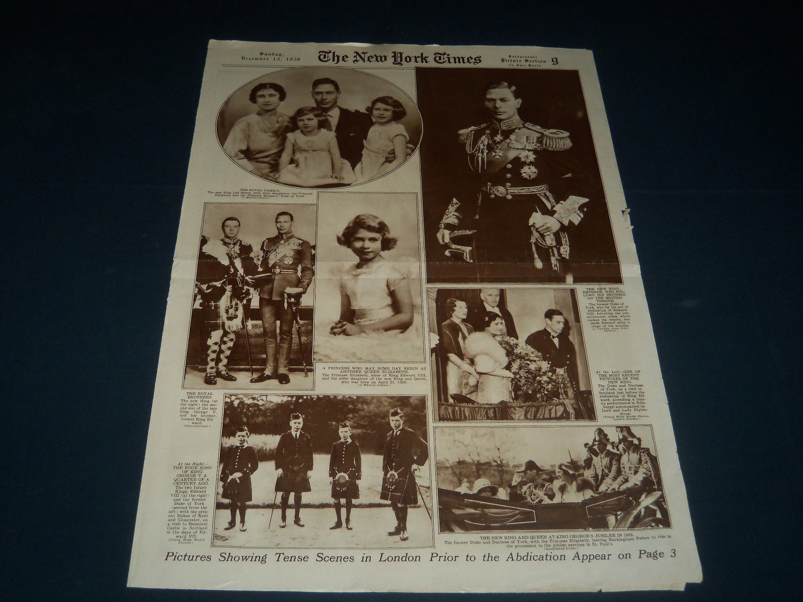 1936 DECEMBER 13 NEW YORK TIMES PICTURE SECTION - ROYAL FAMILY - PHOTOS- NT 7348 1936 DECEMBER 13 NEW YORK TIMES PICTURE SECTION - ROYAL FAMILY - PHOTOS- NT 7348