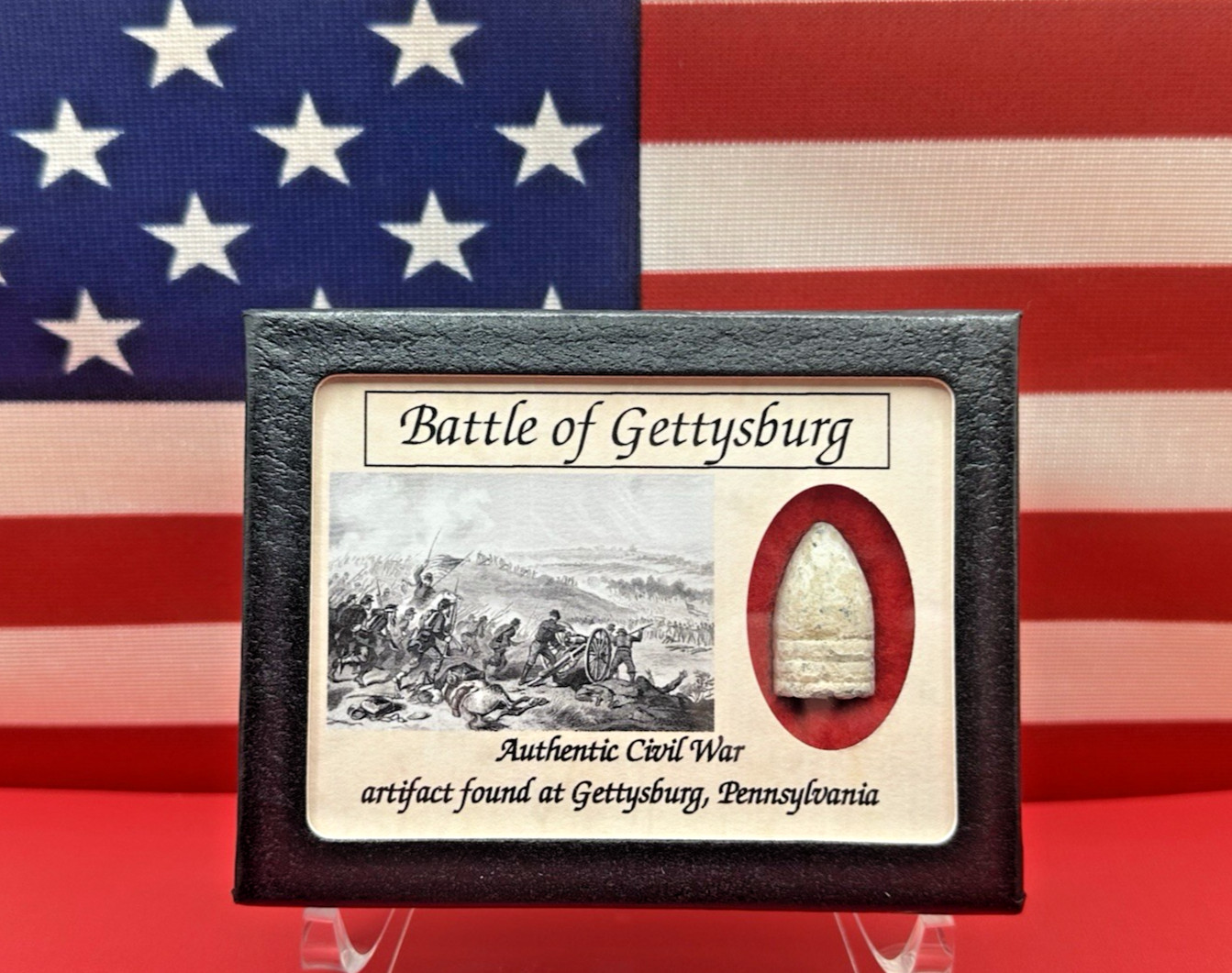 Dropped Civil War Bullet from Gettysburg in Matted Display Case with COA