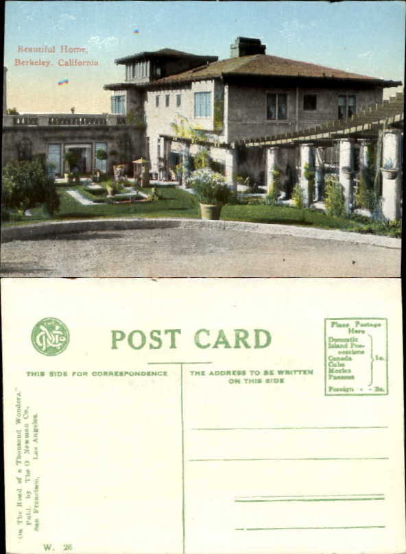 Beautiful home Berkeley California vintage postcard ca. 1910