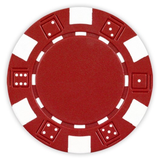 50 Da Vinci 11.5 gram Dice Striped Poker Chips, Standard Casino Size, Red