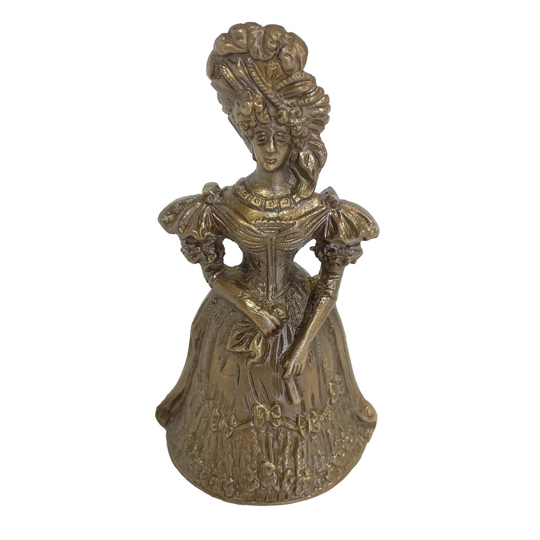 Antiqued Brass Colonial Lady Bell, Vintage Style Dinner Bell Antiqued Brass Colonial Lady Bell, Vintage Style Dinner Bell