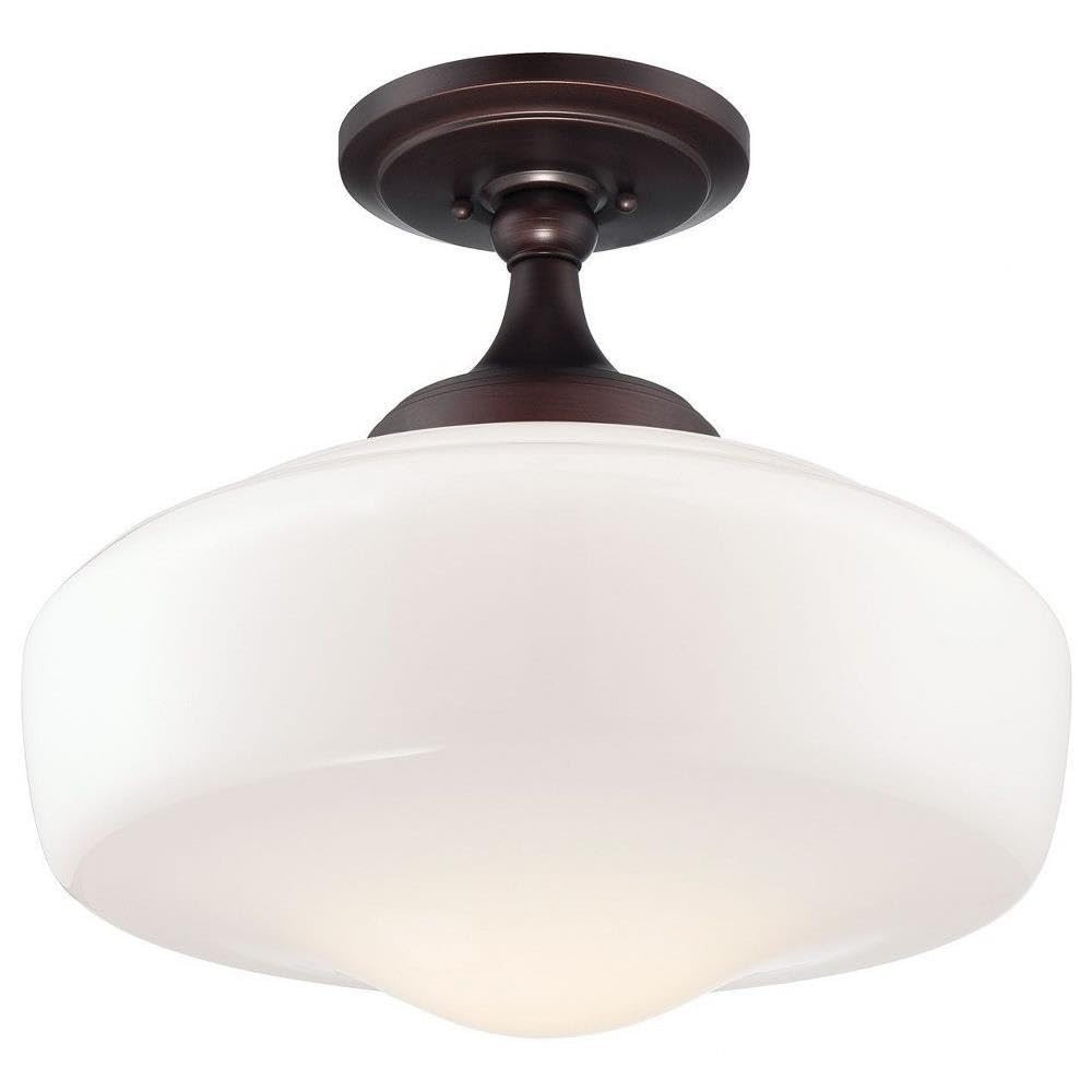 Minka Lavery 2259-576 Brushed Bronze Glass Semi Flush Ceiling Light
