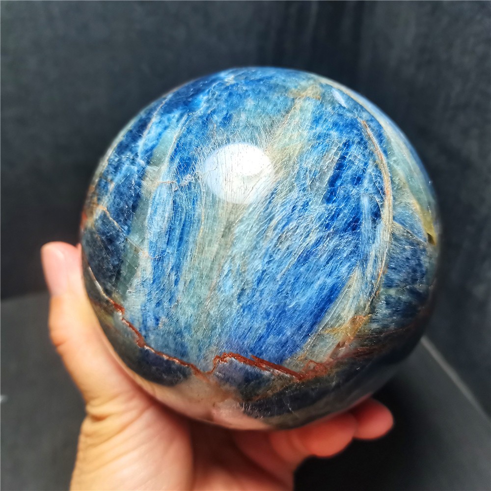RARE 2197G Natural beautiful Blue Kyanite Sphere Ball Stone Healing WD1817