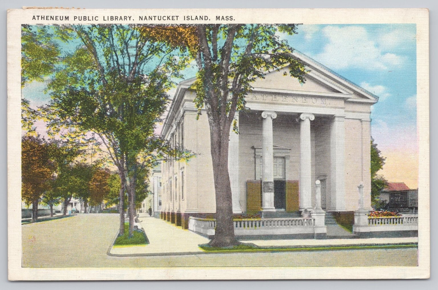 Nantucket MA Atheneum Public Library 1938 Linen Postcard
