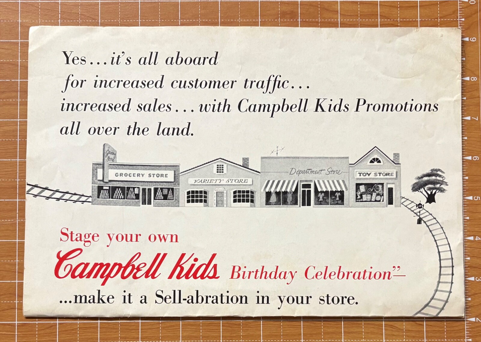 ADVERTISING CAMPAIGN FOR CAMPBELL KIDS BIRTHDAY IN STORES~TV & LIFE MAG~1954