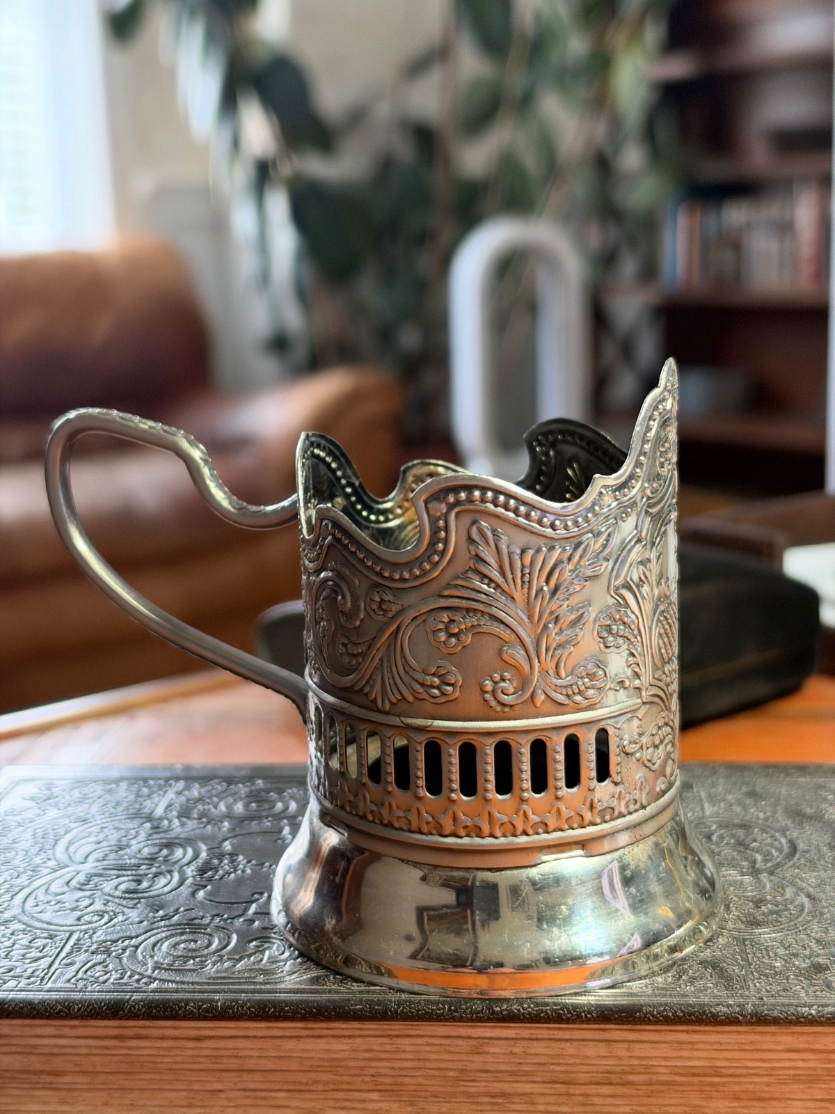 Vintage Russian Soviet USSR silver plated Tea Cup Holder