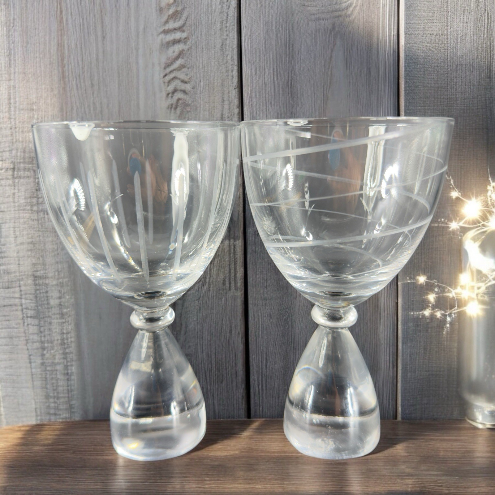 Vintage Clear Etched Glasses Drinking Cups Set 2 Elegant Crystal Glass Barware Vintage Clear Etched Glasses Drinking Cups Set 2 Elegant Crystal Glass Barware
