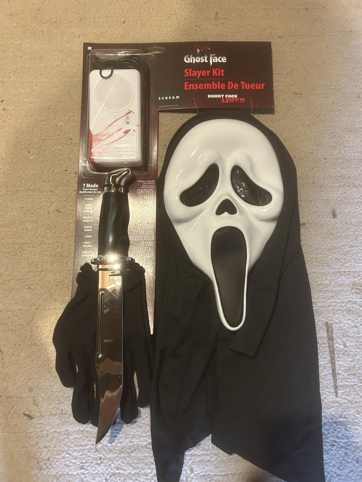 Scream Ghost Face 25th Anniversary Voice changer & Mask Gloves knife Slayer Kit