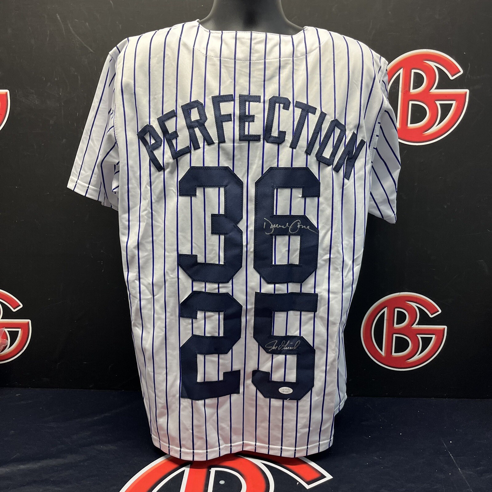 Joe Girardi David Cone Signed NY Yankees Perfection Jersey Autographed JSA COA