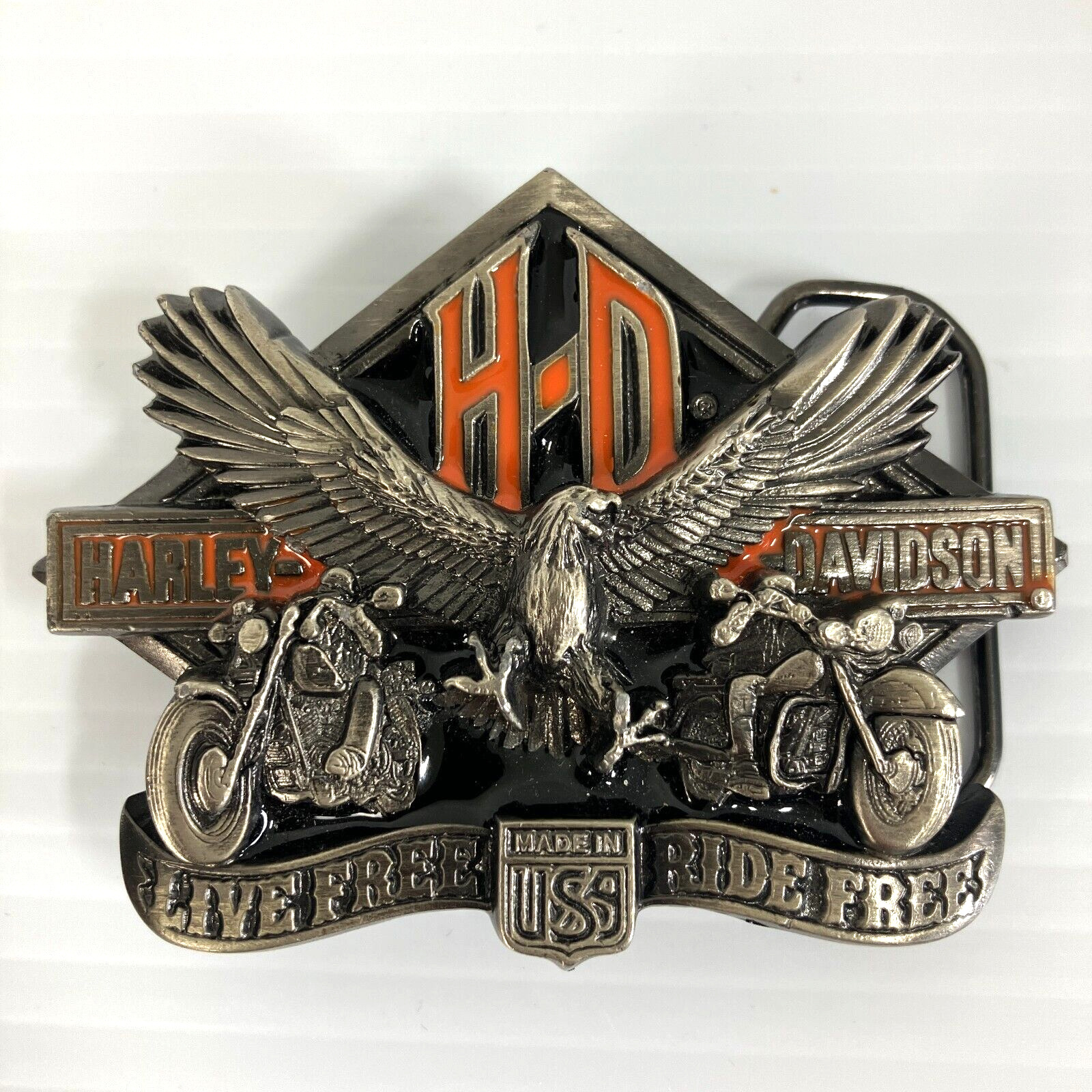 1991 Baron Harley Davidson H-405 Live Free Ride Free Belt Buckle USA