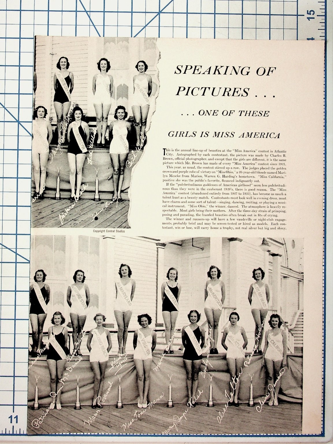 1930s Miss America Pageant Magazine Page Bathing Beauties & Sal Hepatica Ad