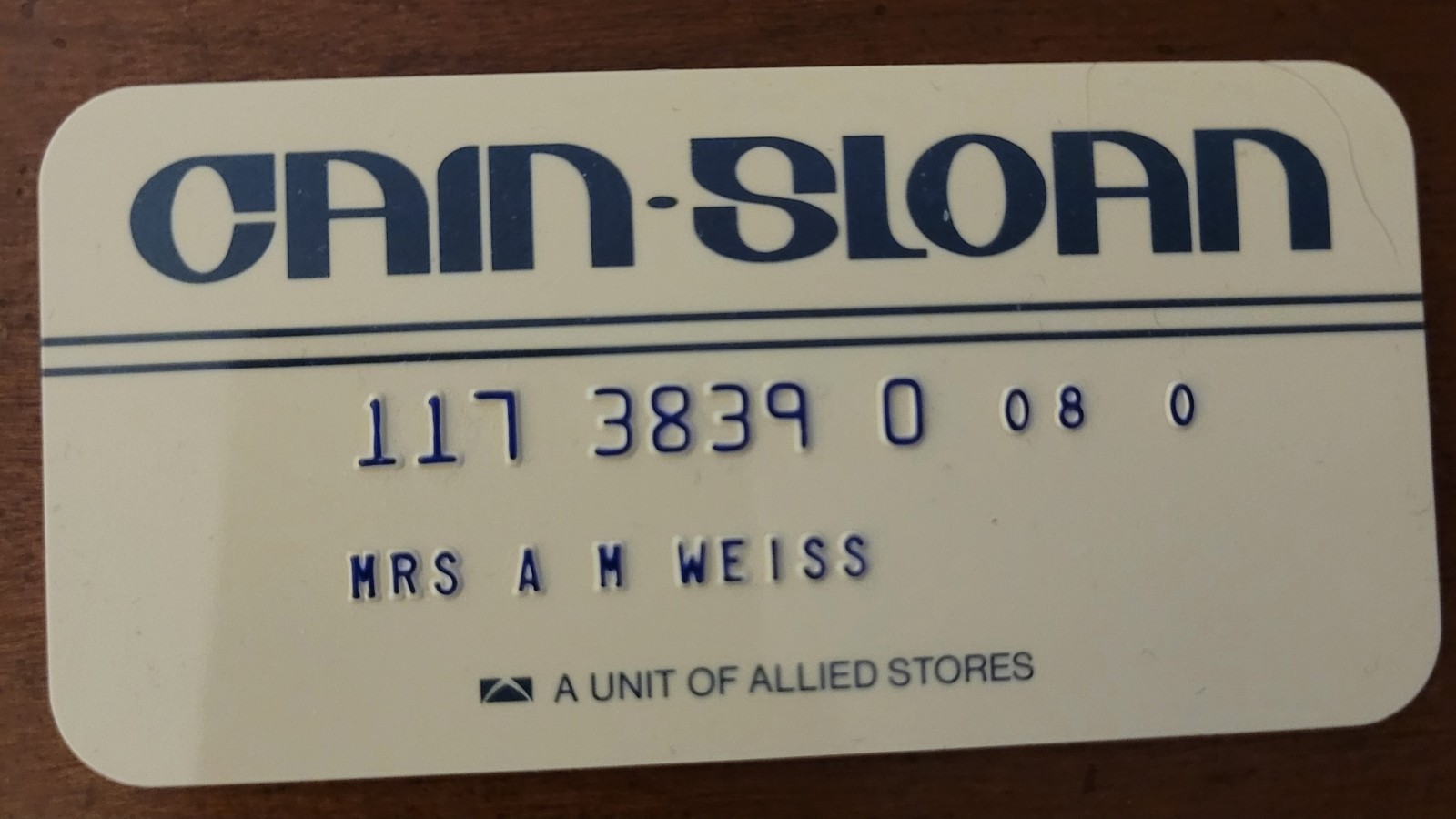 Vintage Cain Sloan Nashville Department Store Credit Charge Card