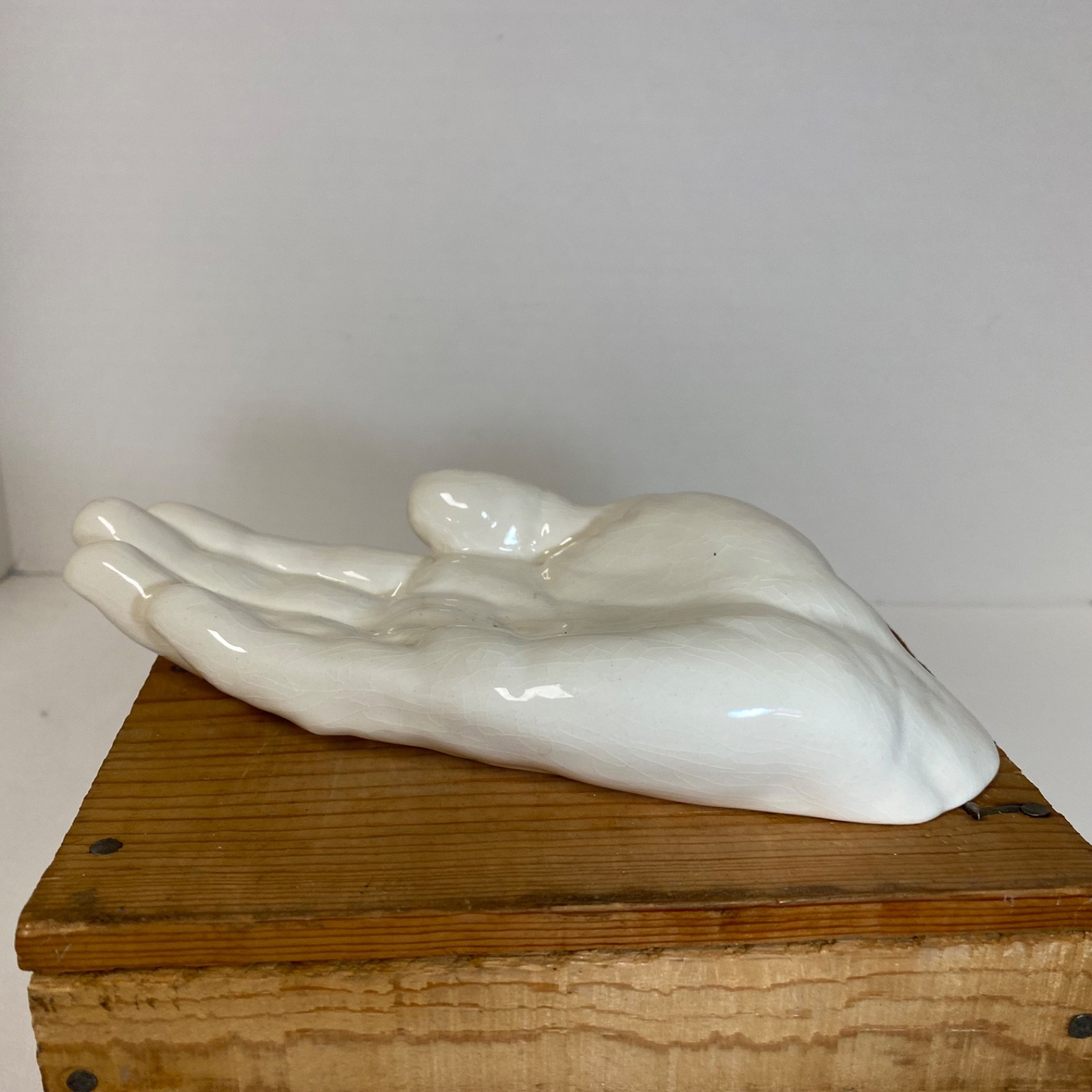 Nancy Funk Hand Trinket Dish • White • Open Flat Hand • 7\ Nancy Funk Hand Trinket Dish • White • Open Flat Hand • 7\