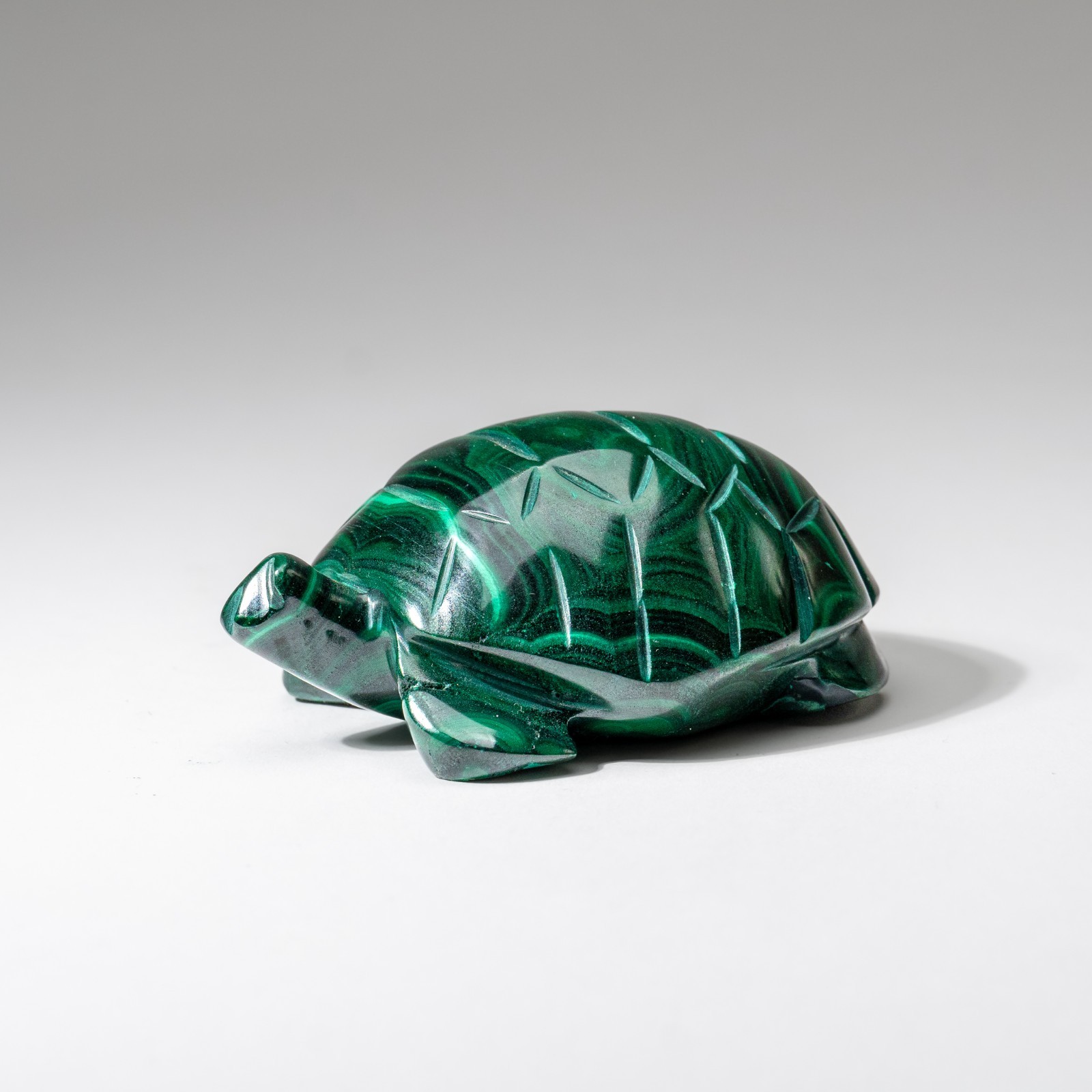 Genuine Polished Malachite Turtle Carving (335 grams)