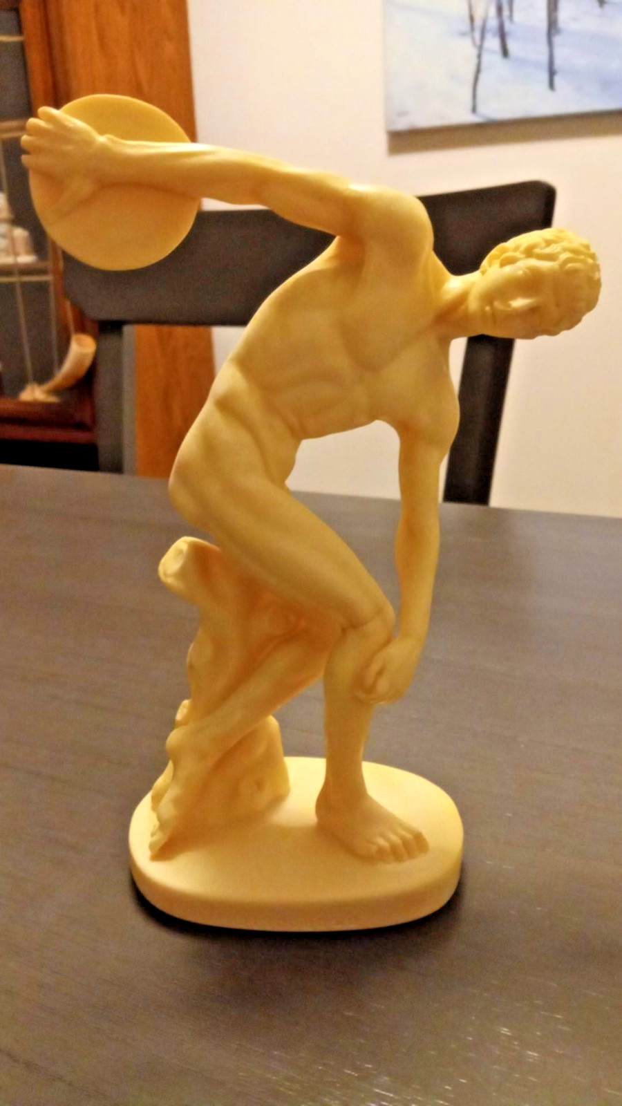 Vintage Discobolo Disc Thrower Statue by Famed Sculptor A. Santini 8 Inches Tall