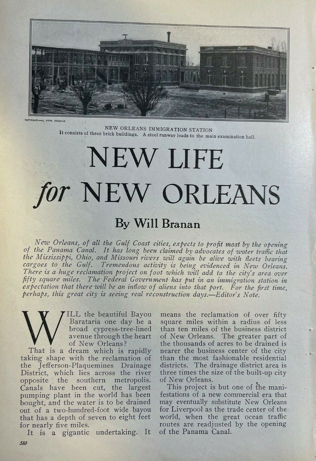1914 New Orleans Immigration Station Bayou Barataria Shipyards illustrated
