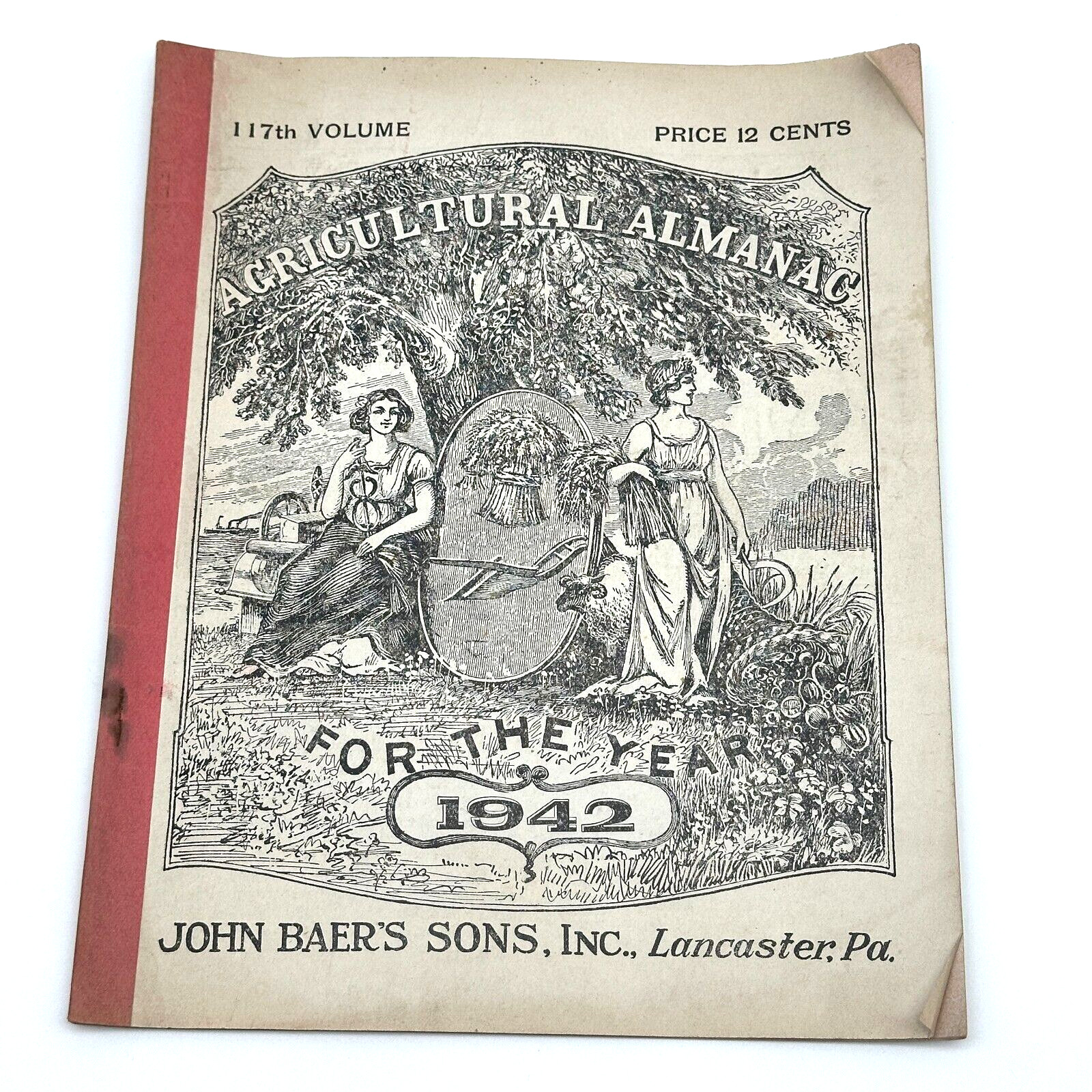 1942 John Baer’s Agricultural Almanac 117th Vol WWII Era Weather & Farming Guide