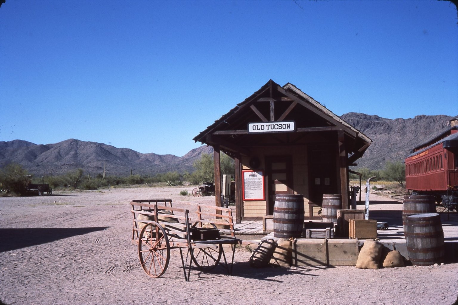 sl47 Slide 1980's Tucson Arizona Western Film Set Train Station 009a sl47 Slide 1980's Tucson Arizona Western Film Set Train Station 009a