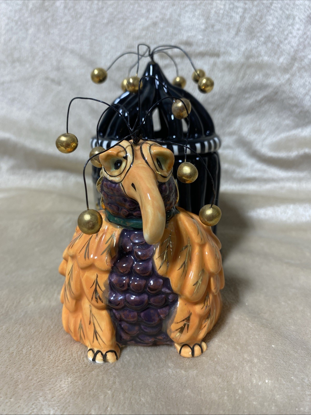 SWAK Lynda Corneille Bird Cage Candle Holder Votive Ceramic Glass Rare Signed