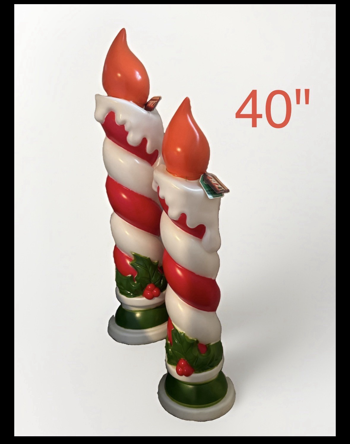 Set of 2 Mr Christmas Blow Mold 40 inch 3.5\' Light Up Candle Pair NEW Set of 2 Mr Christmas Blow Mold 40 inch 3.5\' Light Up Candle Pair NEW