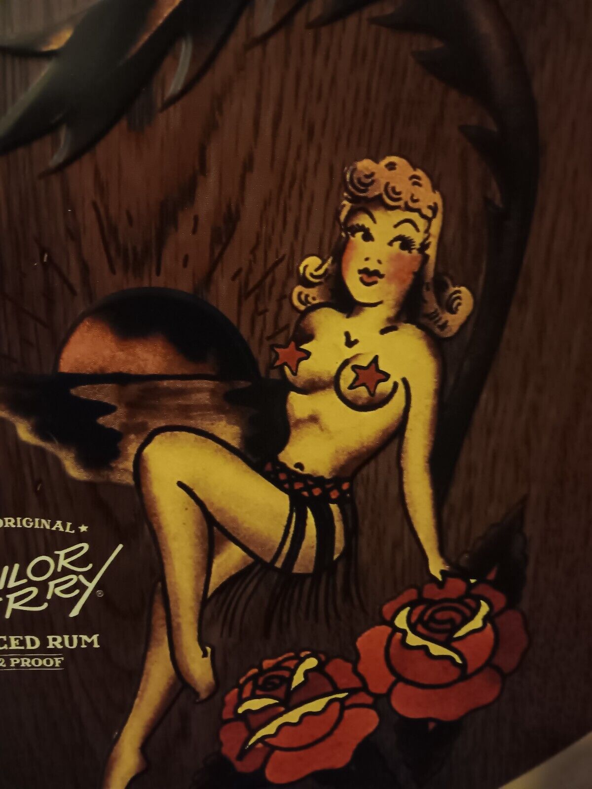 Sailor Jerry spice rum metal sign scantily clad island beauty with star boobs