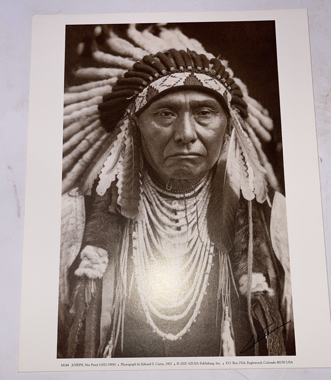 Vintage 2000 Edward S Curtis Chief Joseph Nez Perce Framed Poster Print Azusa