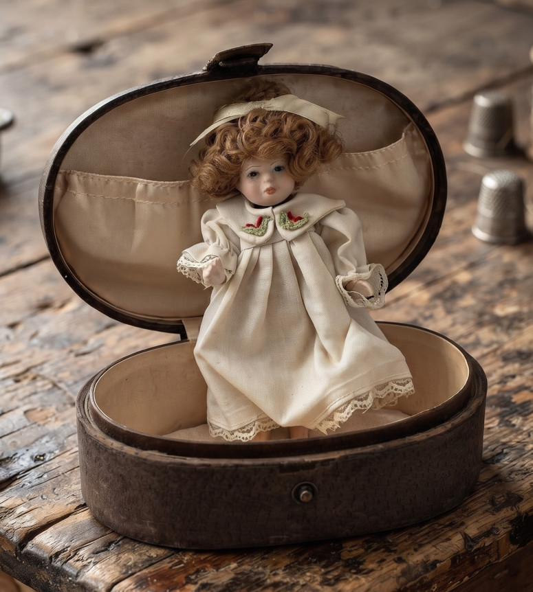 Haunted & Aggressive Doll Leather Casket Vintage Rare Paranormal Coffin Antique