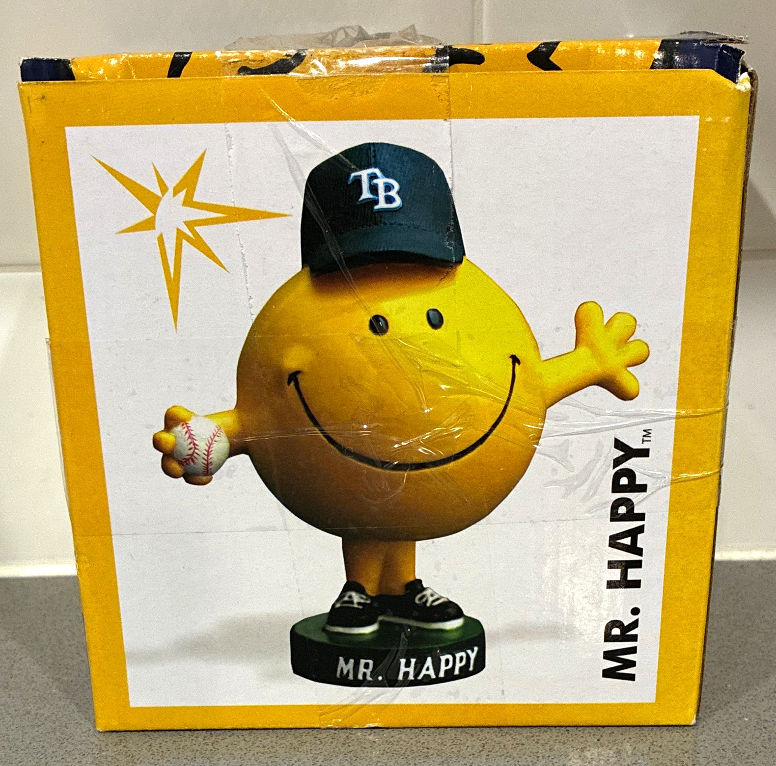 Mr. Men Mr. Happy Baseball Special Edition Plastic Figurine Collectible w/ Box