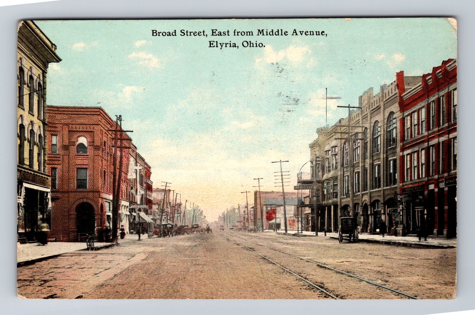 Elyria OH-Ohio, Broad Street Looking East, Antique Vintage c1912 Postcard