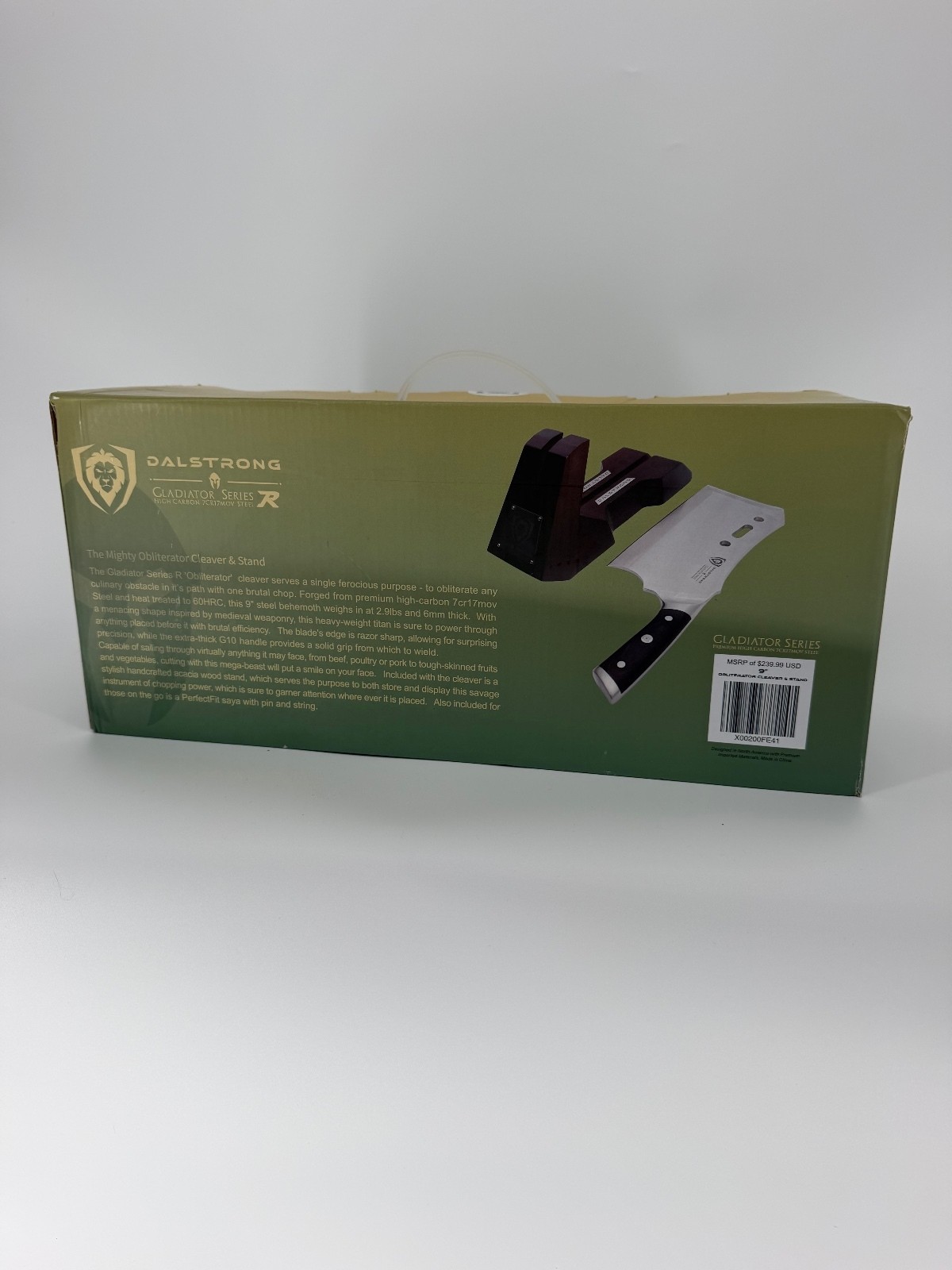 Dalstrong Gladiator Series R Cleaver Knife with Wooden Knife Sharpener