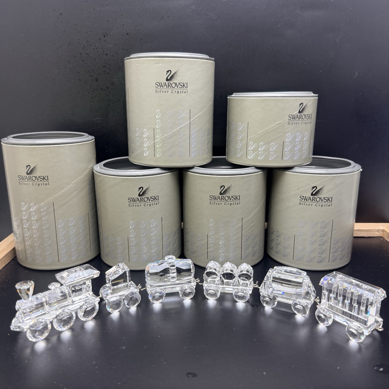 Swarovski Crystal Train Set (Larger Set) When We Were Young w Boxes COAs 6 Piece