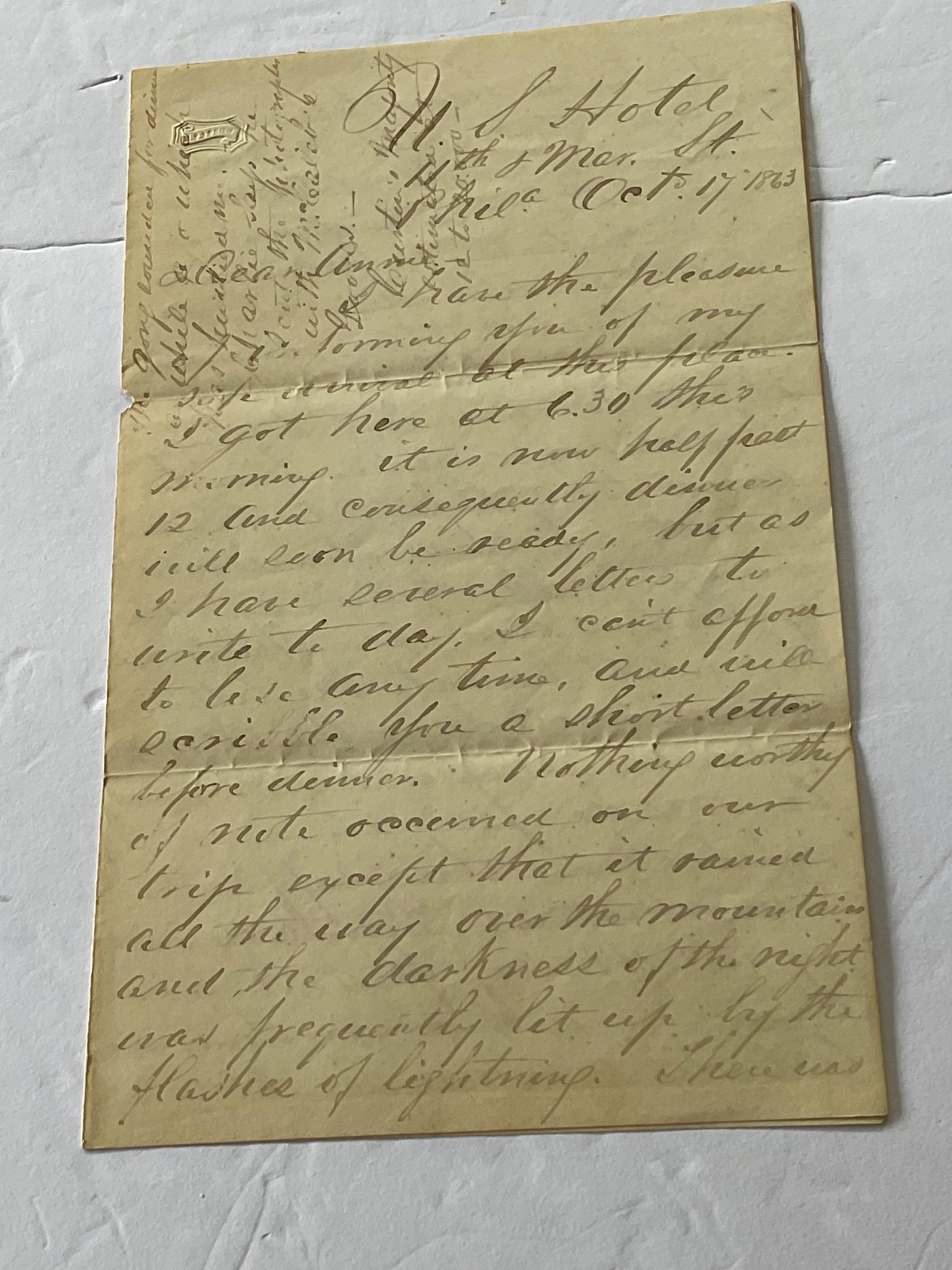 CIVIL WAR OFFICER LETTER OCTOBER 1863 REGIMENT NEWS AND CAMP LIFE PHILADELPHIA